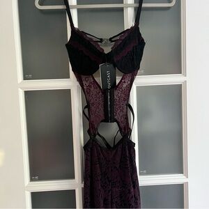 Outcast Black and Purple Lace Chemise